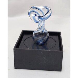 Vintage Miniature Blue Clear Swirled Plastic Sculpture In Display Box Dollhouse